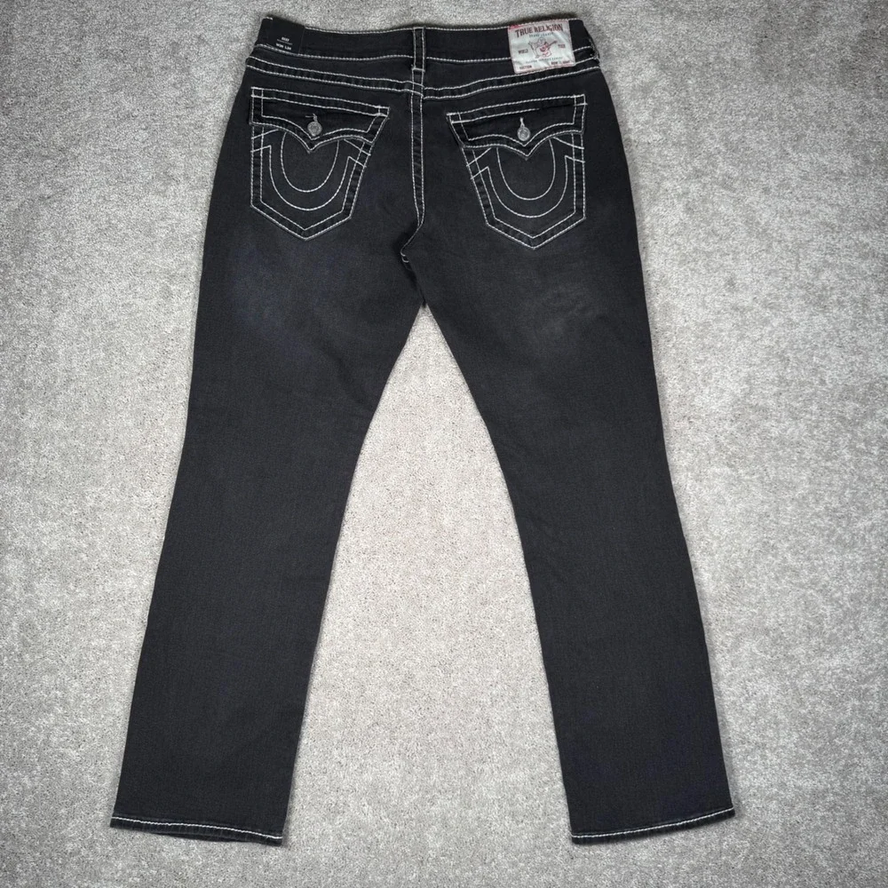 NWT True Religion Ricky Big‎ T Flap Straight Men's 36x33 Jeans Grey Smoky Denim